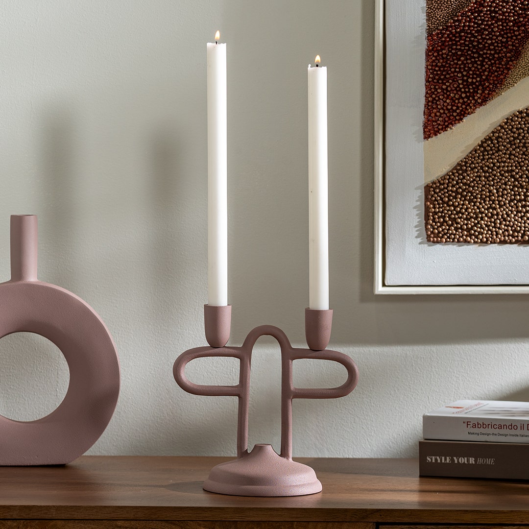 Guillermo Candle Holder - Dusty Pink