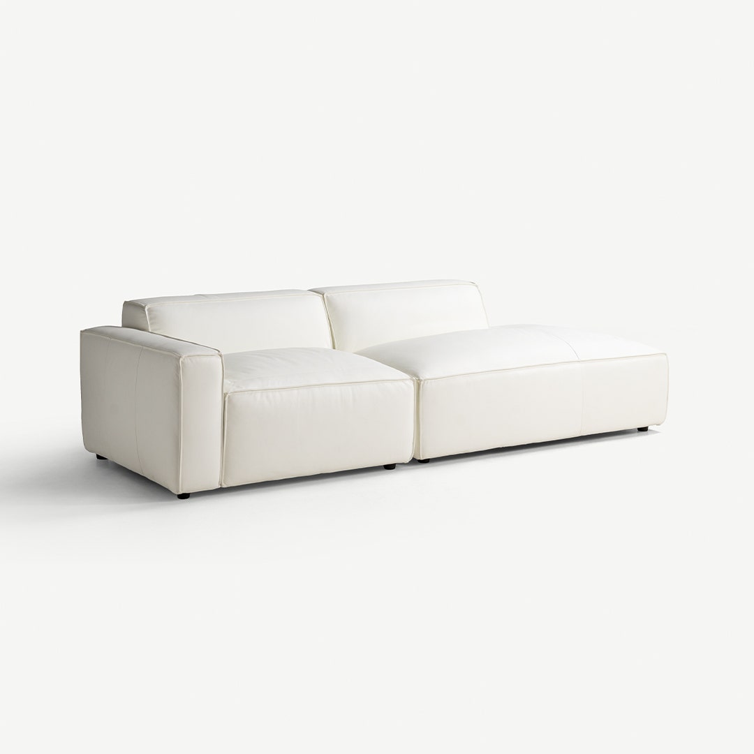 كنبة زاوية لايرا جلدية - أبيض