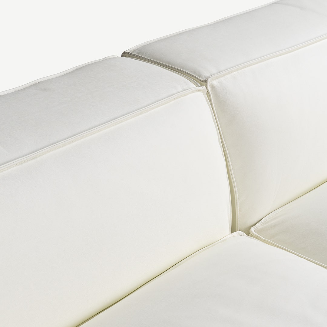 كنبة زاوية لايرا جلدية - أبيض