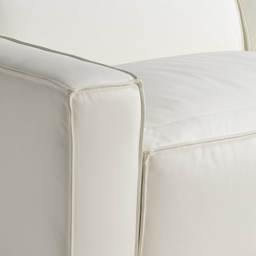 كنبة زاوية لايرا جلدية - أبيض