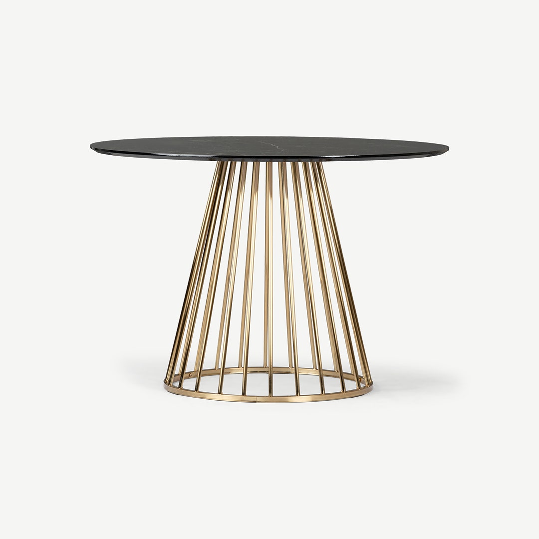 Black and gold round dining table deals