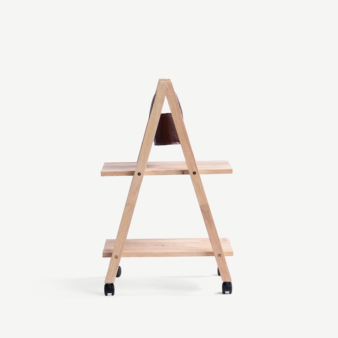 Linove End Table With Wheels Natural