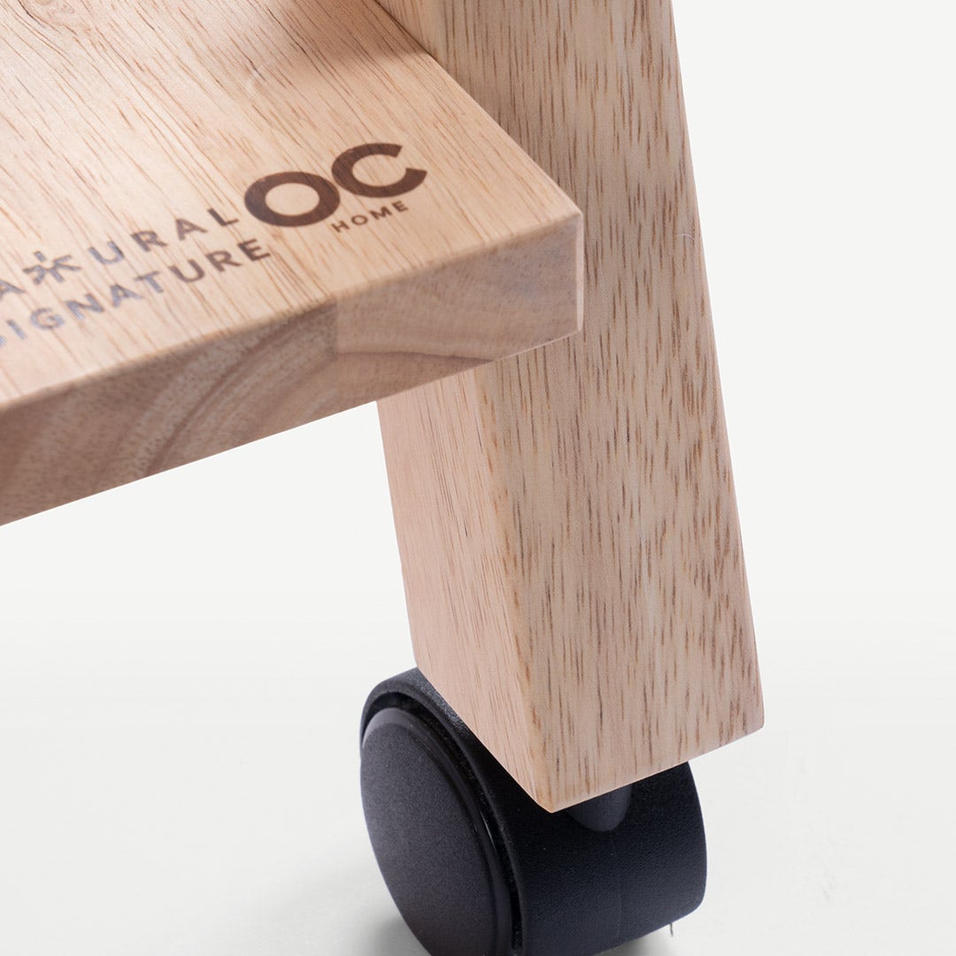 Linove End Table With Wheels Natural