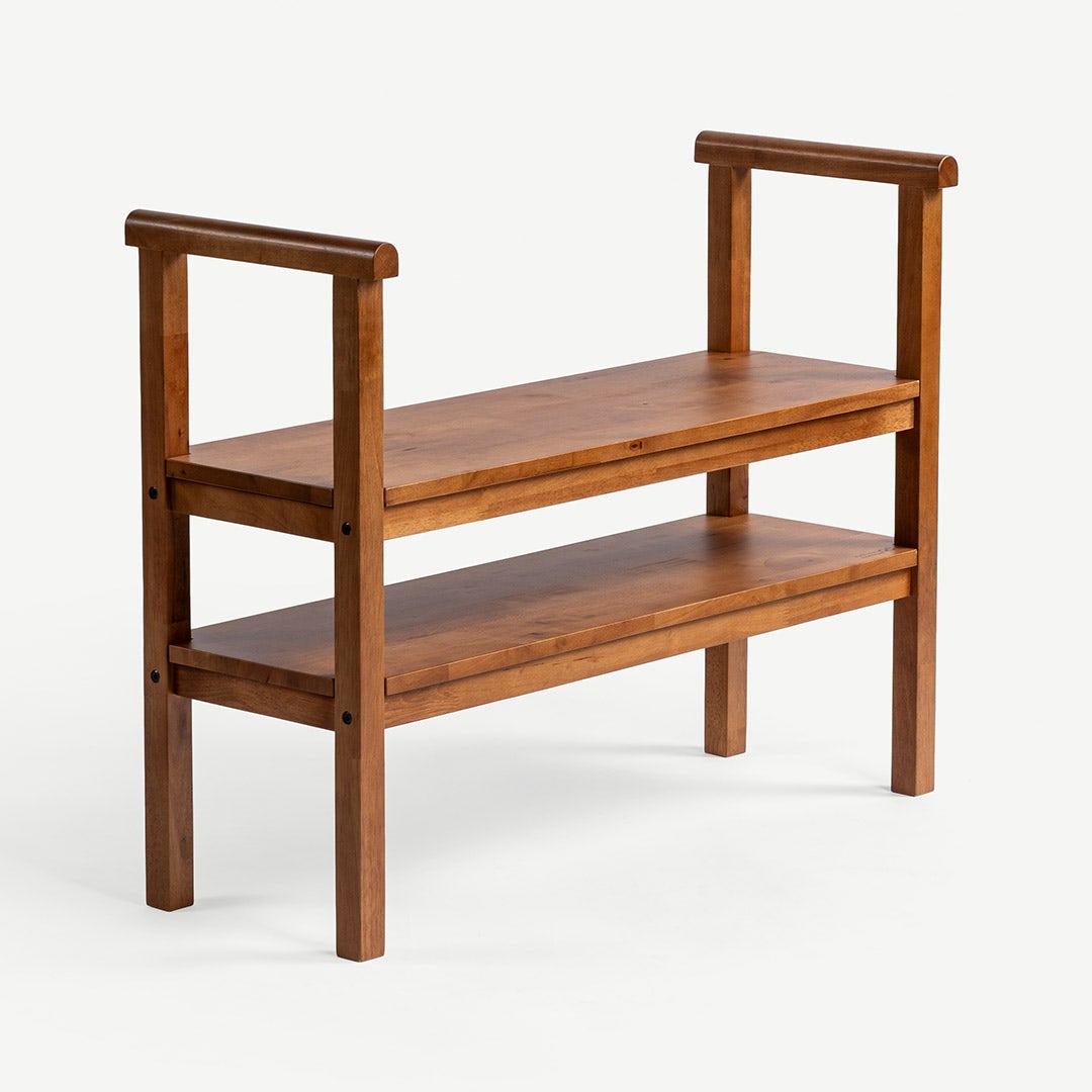 Linove Shoe Rack with 2 Hands Walnut
