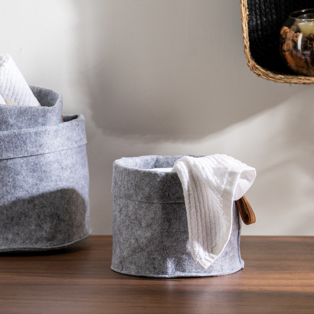 Loresh Storage Basket Pstl Grey 18x13cm