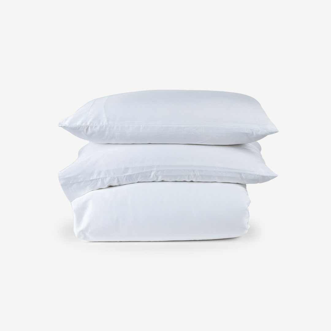 Luciano Cotton Tencel Duvet Cover Set -White