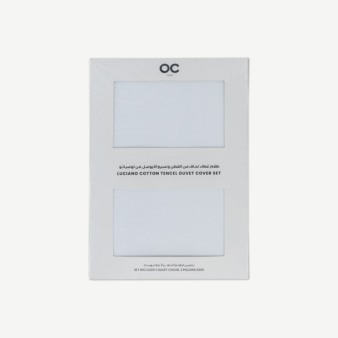 Luciano Cotton Tencel Duvet Cover Set -White