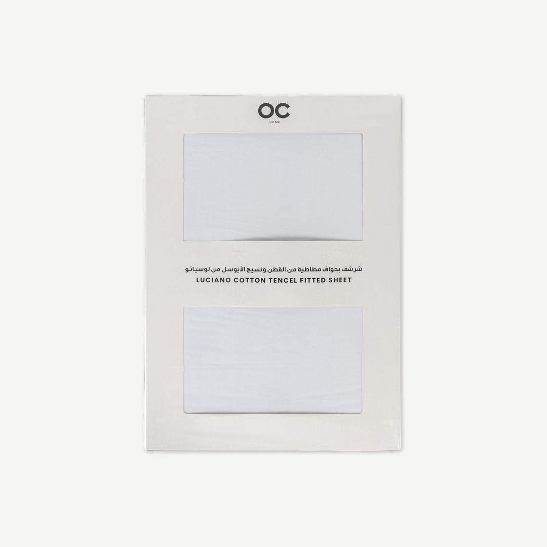Luciano Cotton Tencel Fitted Sheet -White