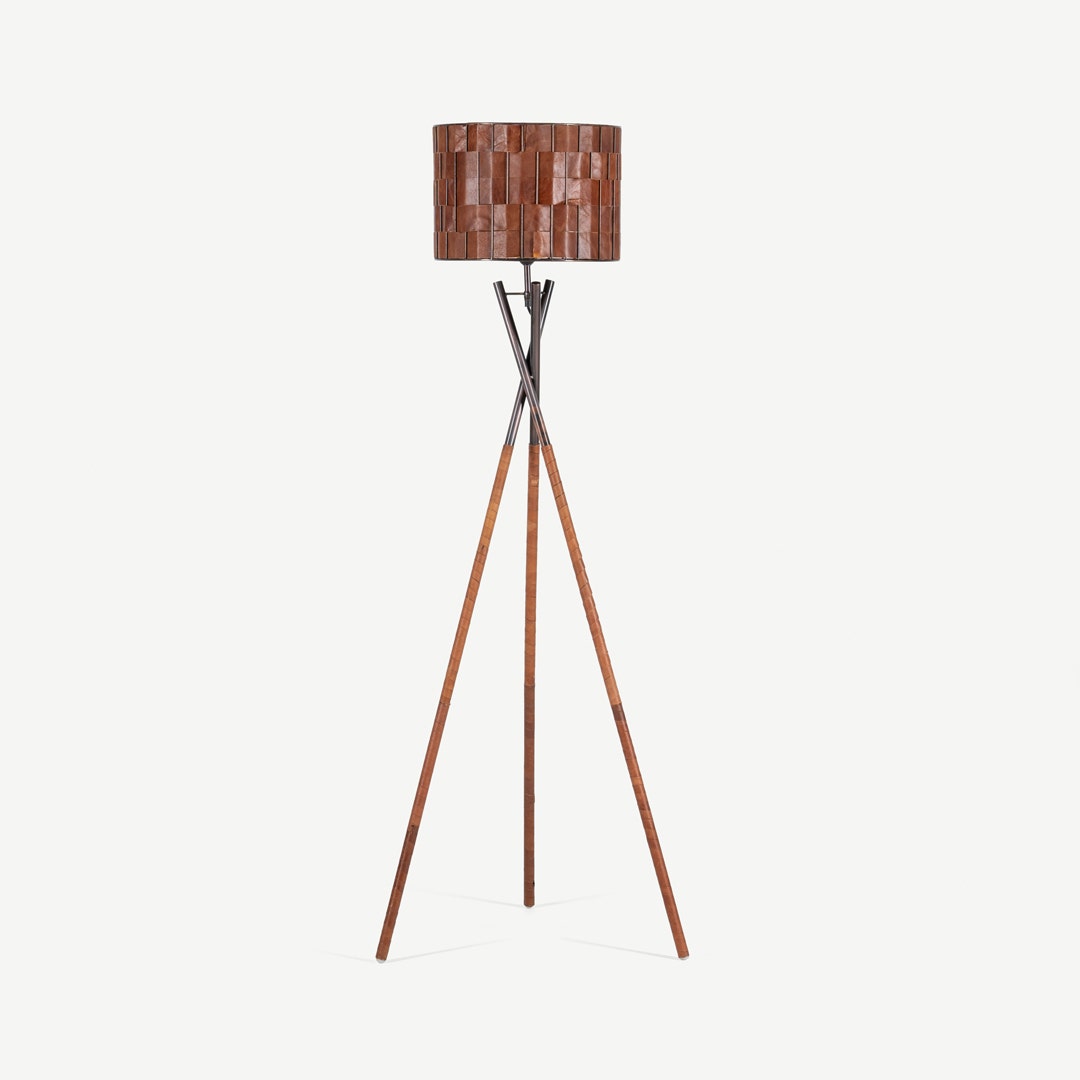 Leather deals floor lamp