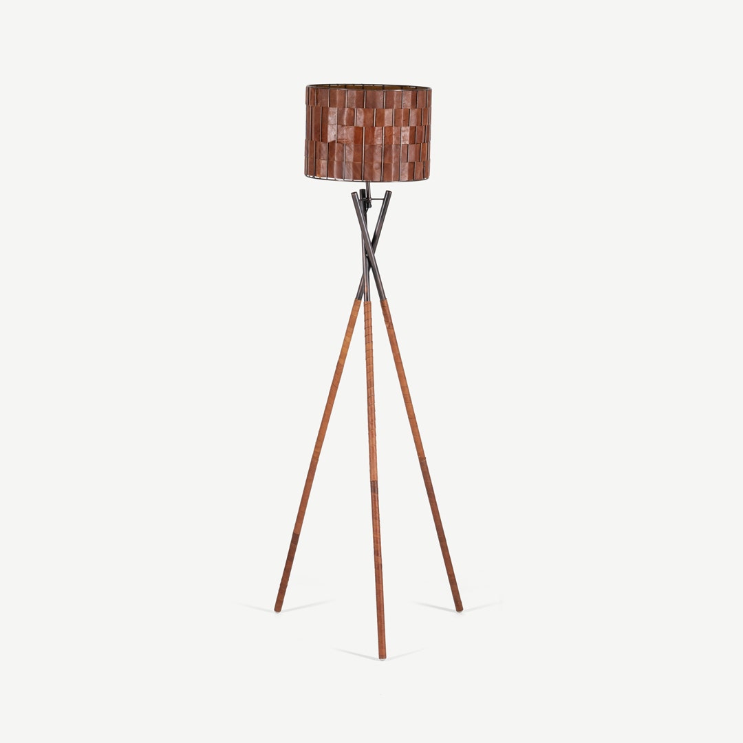 Mallory Floor Lamp with Leather Shade