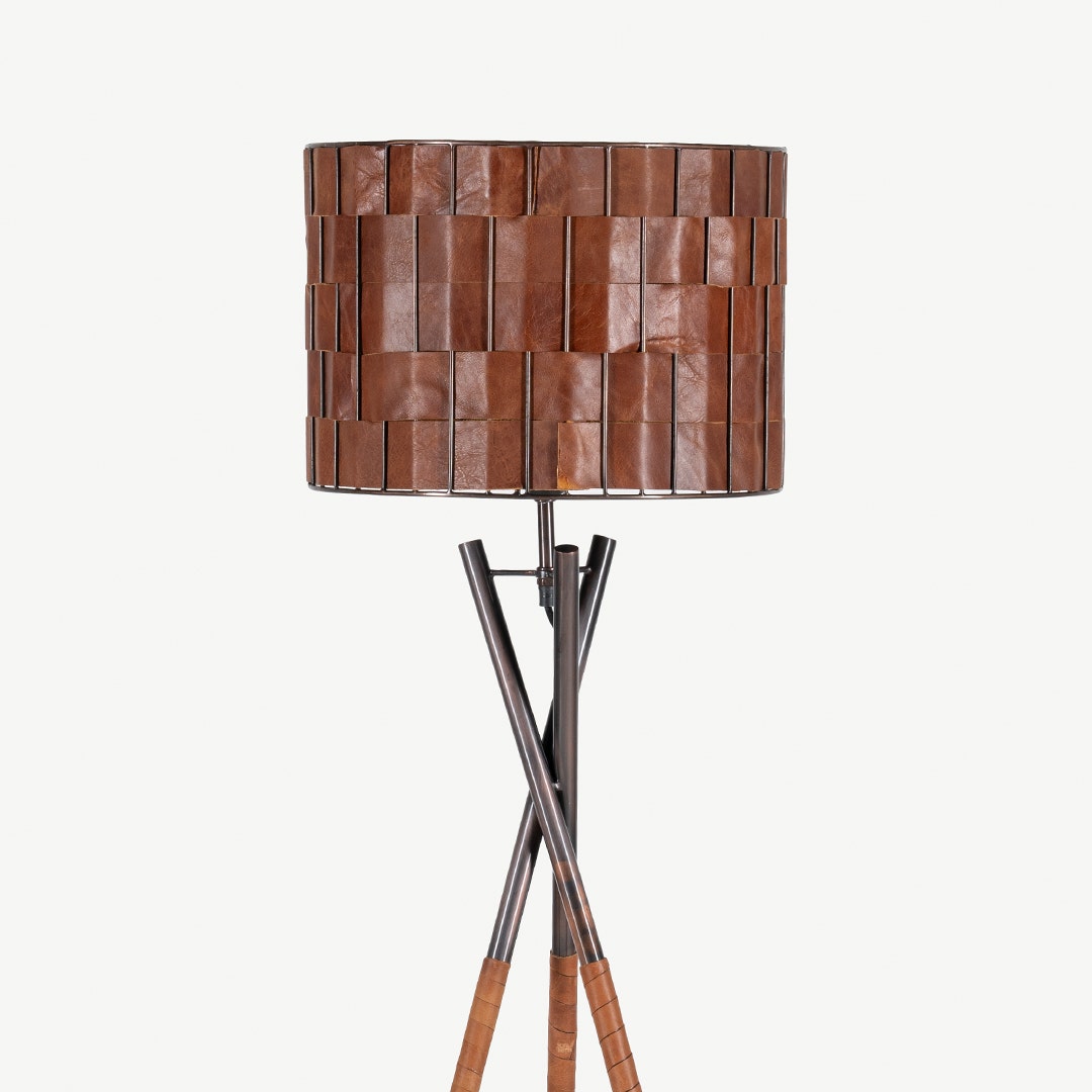 Mallory Floor Lamp with Leather Shade