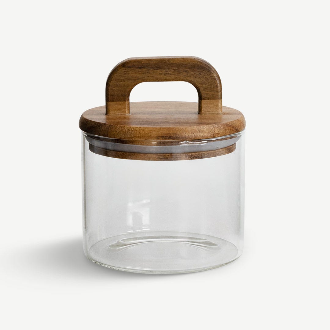 Melan Glass Canister W/Acacia Lid-540ml