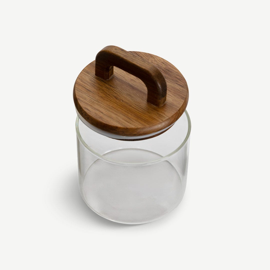 Melan Glass Canister W/Acacia Lid-540ml