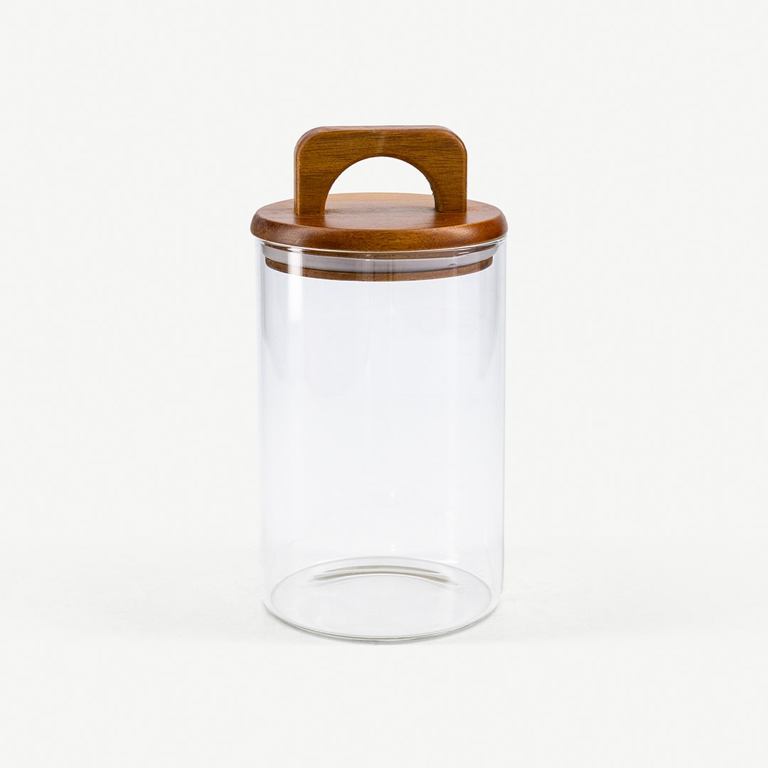 Melan Glass Canister W/Acacia Lid-1100ml