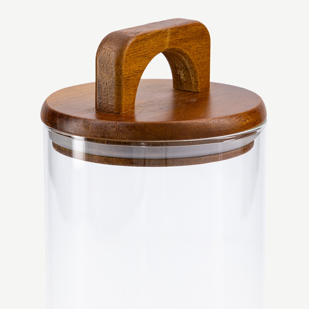 Melan Glass Canister W/Acacia Lid-1100ml
