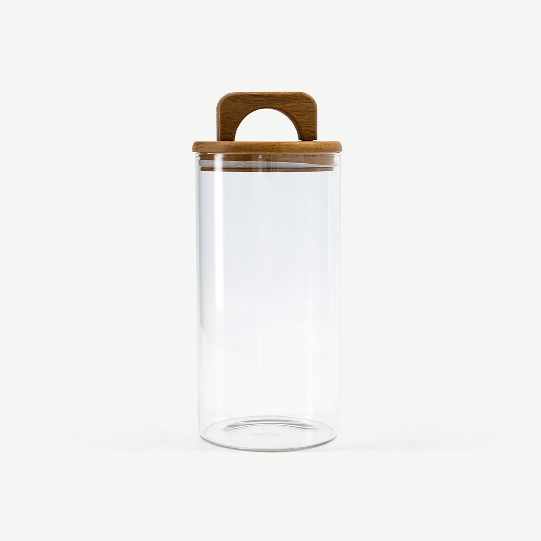 Melan Glass Canister W/Acacia Lid-1400ml