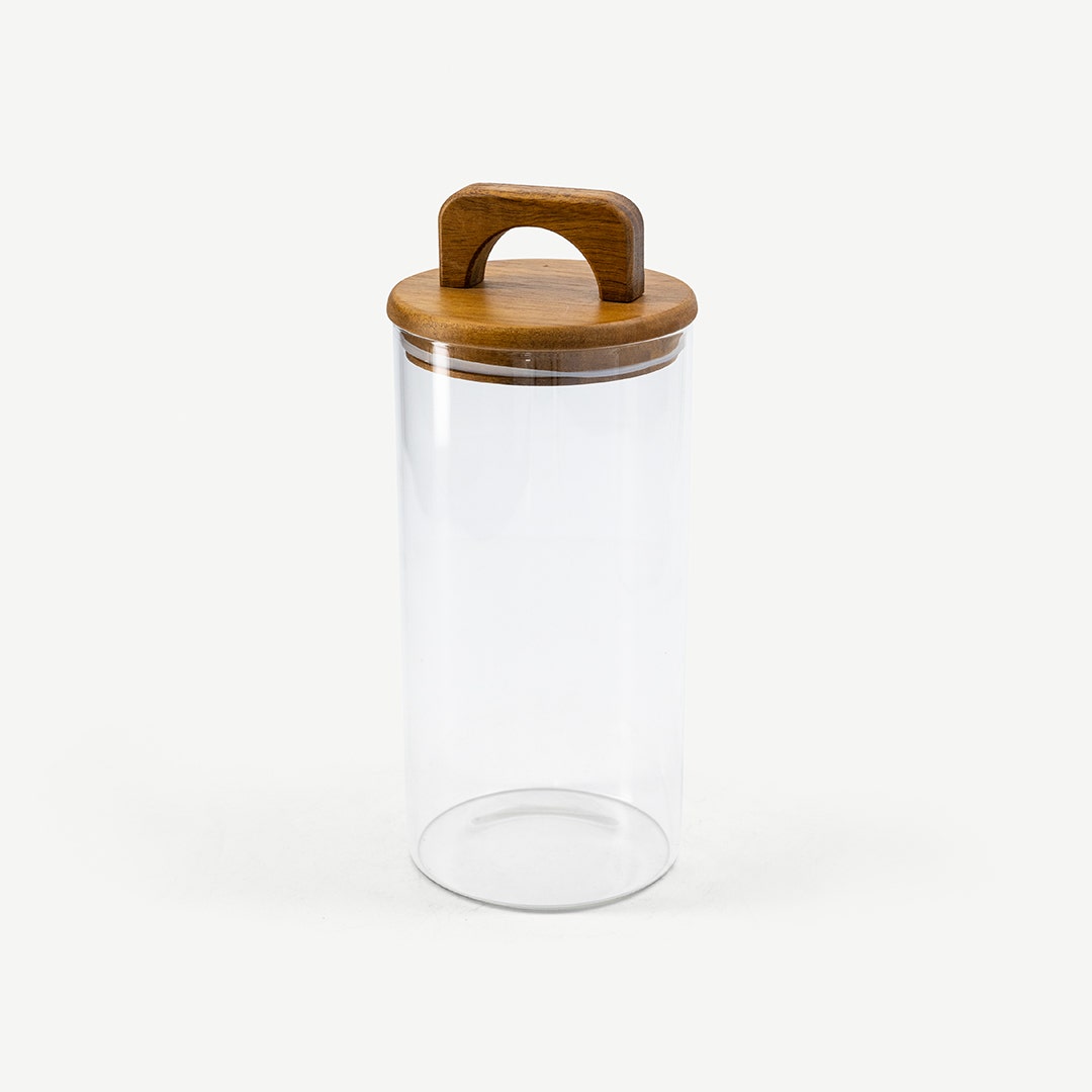 Melan Glass Canister W/Acacia Lid-1400ml