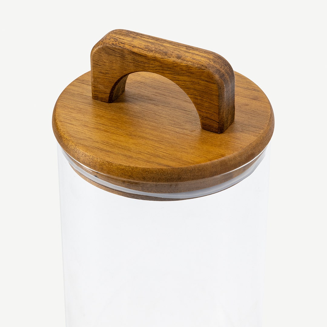 Melan Glass Canister W/Acacia Lid-1400ml