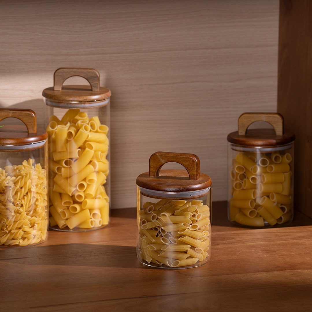 Melan Glass Canister W/Acacia Lid-750ml