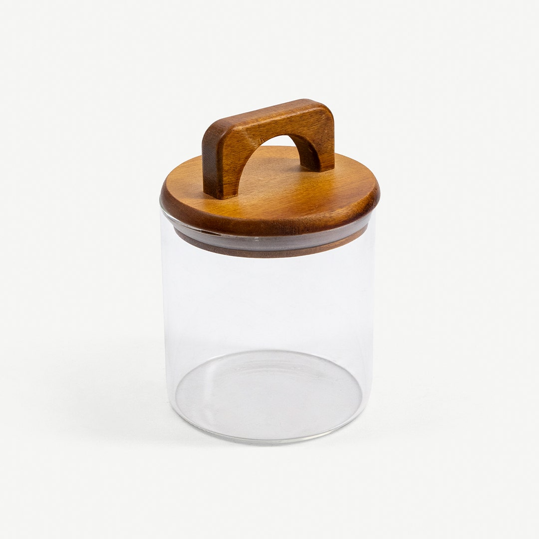 Melan Glass Canister W/Acacia Lid-750ml