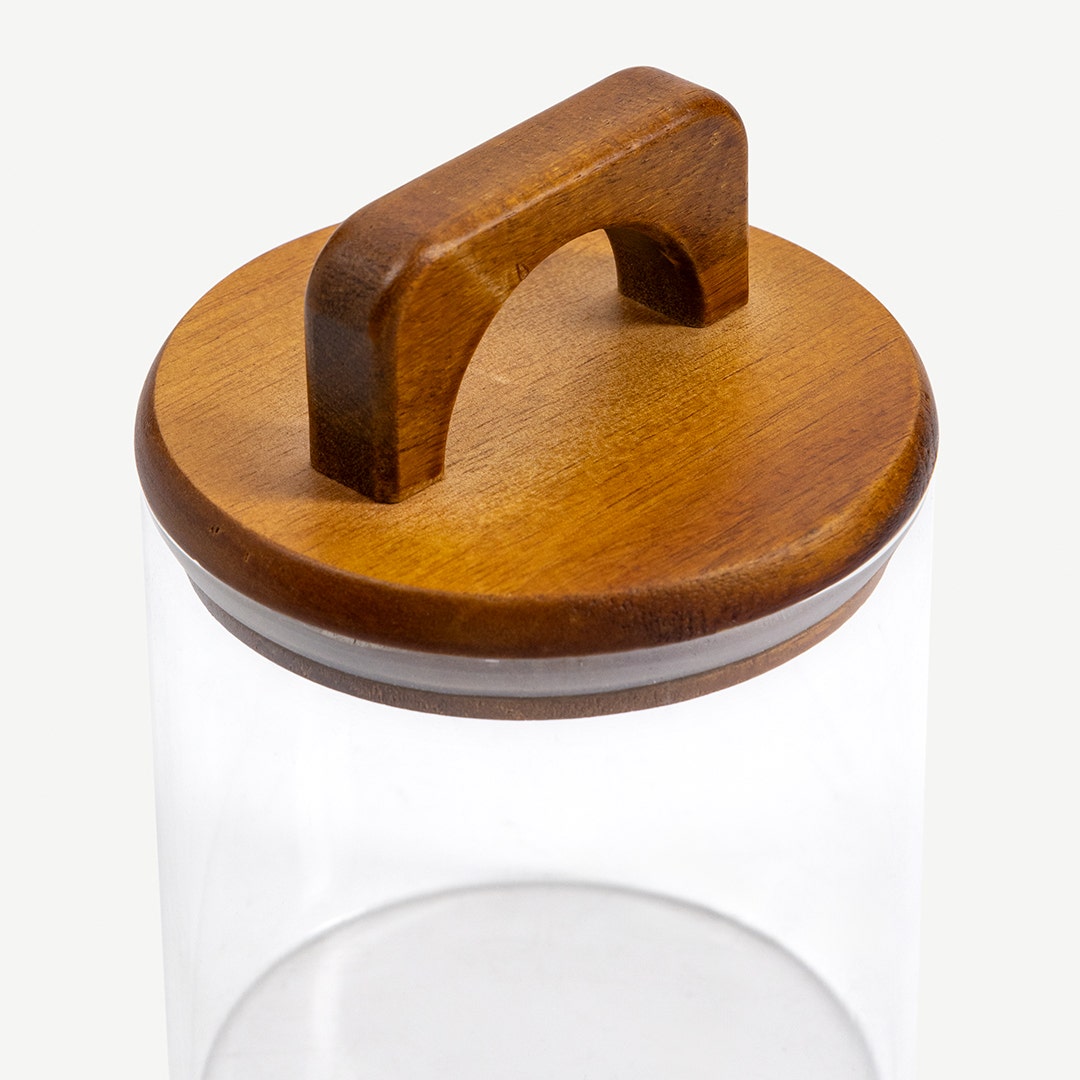 Melan Glass Canister W/Acacia Lid-750ml