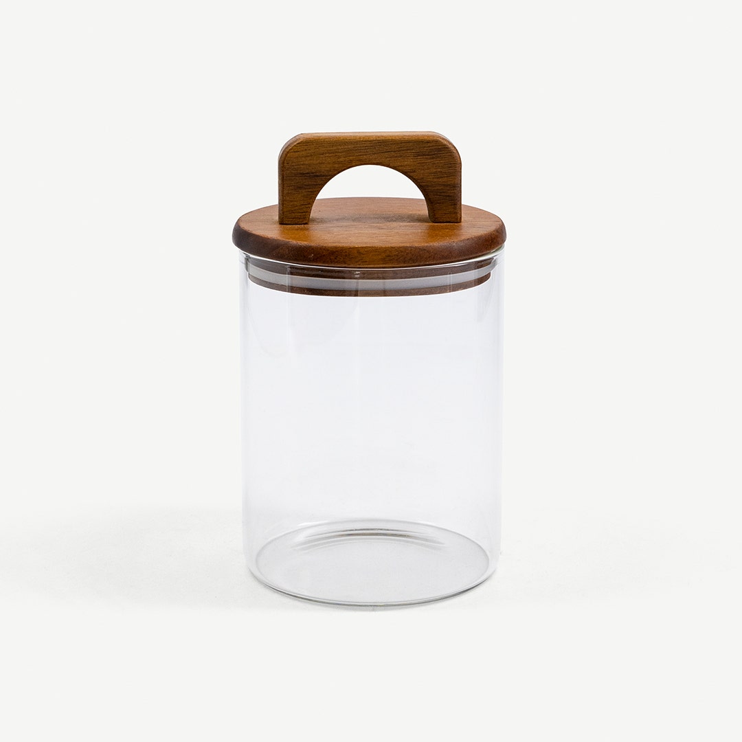 Melan Glass Canister W/Acacia Lid-880ml