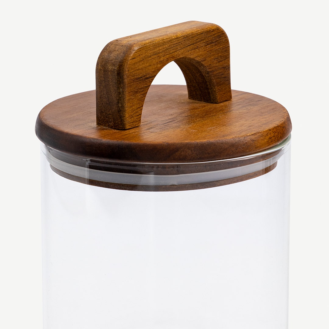 Melan Glass Canister W/Acacia Lid-880ml