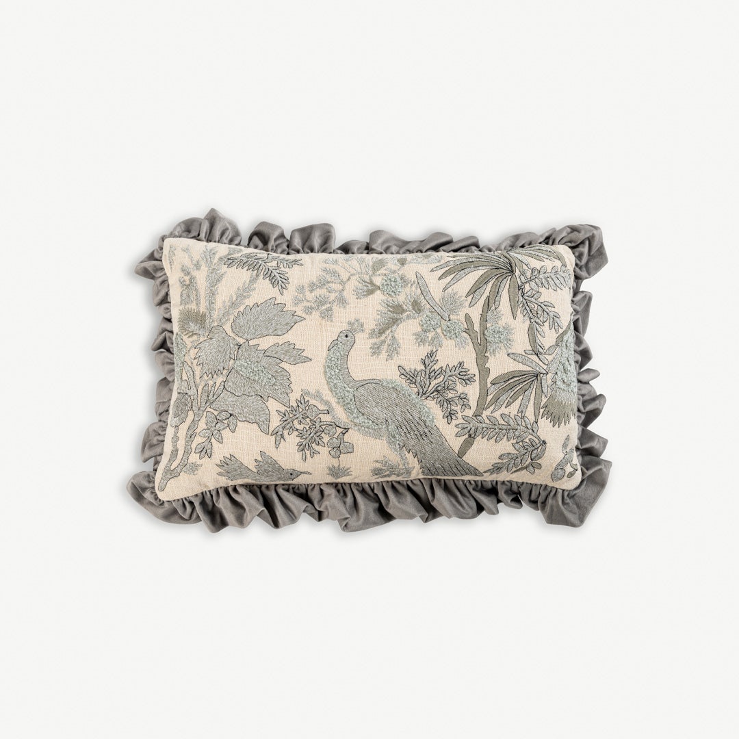 Meraha Emb. Cushion W/Fringes- 30x50cm