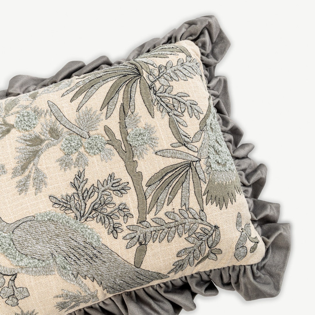 Meraha Emb. Cushion W/Fringes- 30x50cm