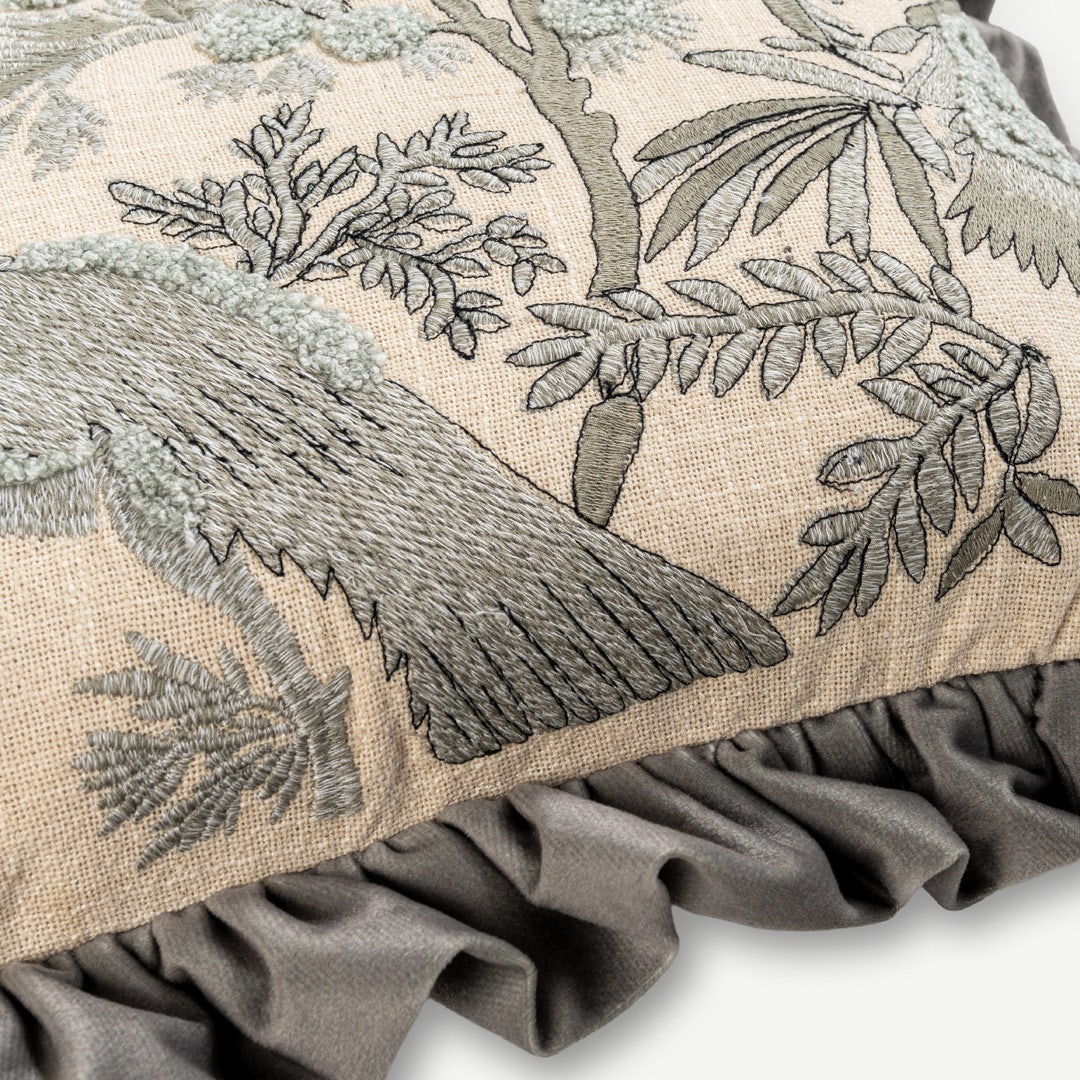 Meraha Emb. Cushion W/Fringes- 30x50cm