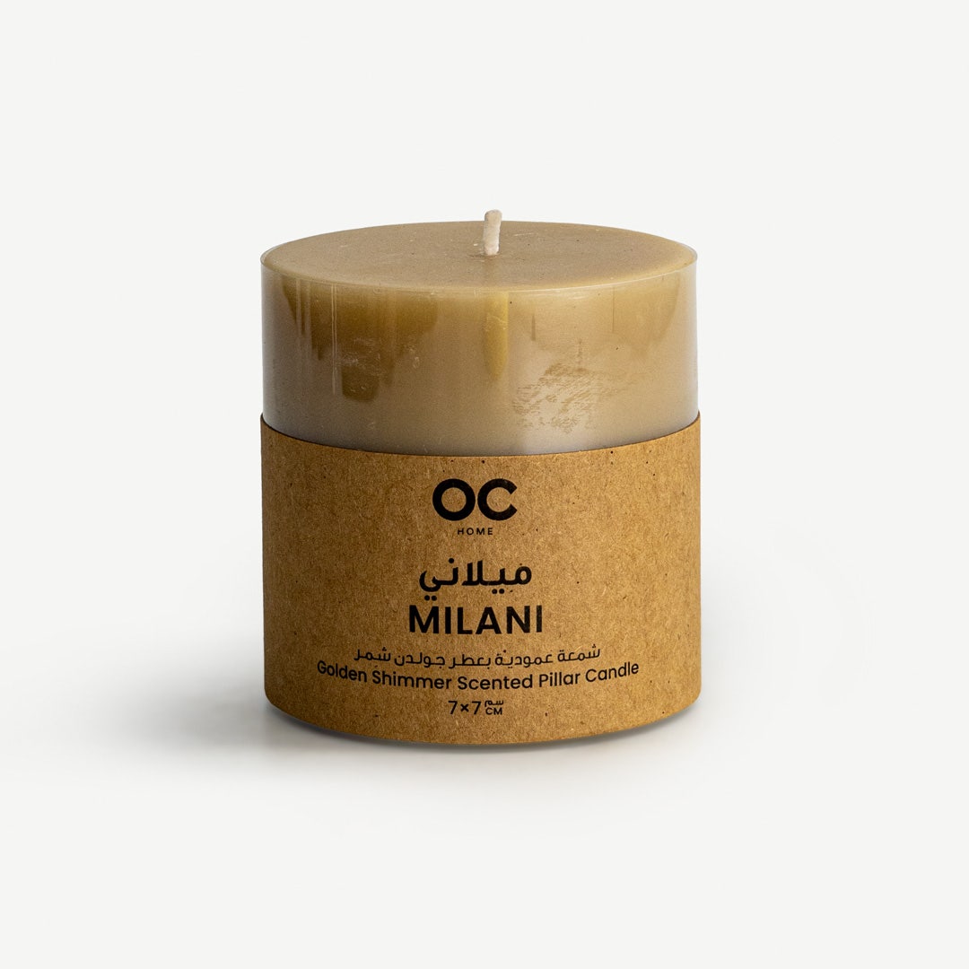 ميلاني شمعة عمودية 7 سم - لمعان ذهبي