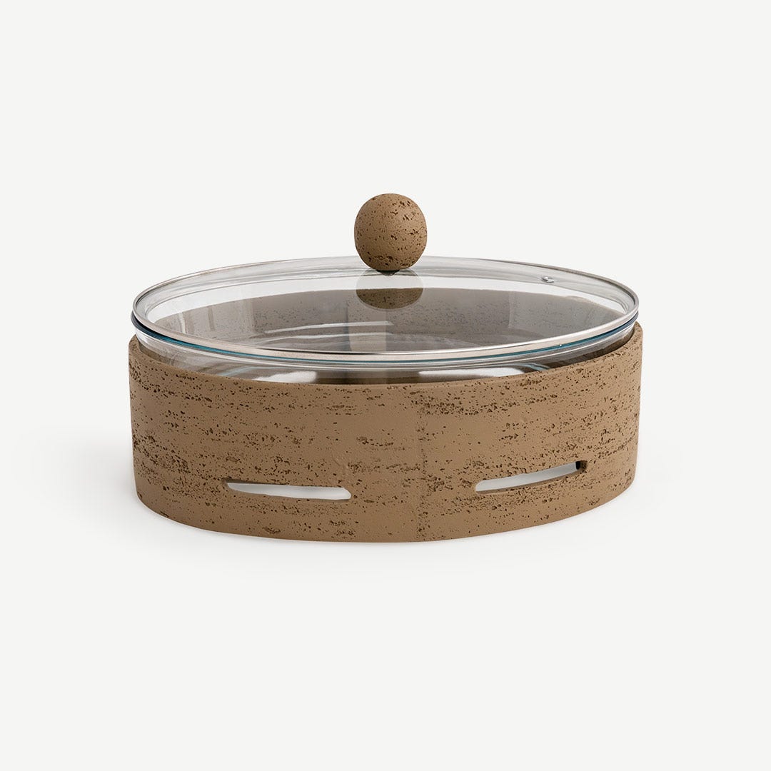 Naila Food Warmer With Glass Lid-Terracotta