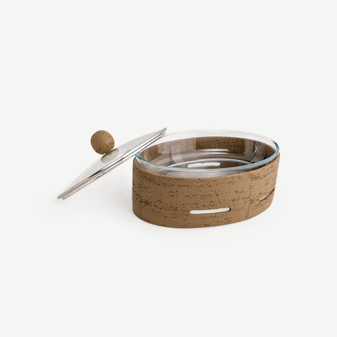 Naila Food Warmer With Glass Lid-Terracotta