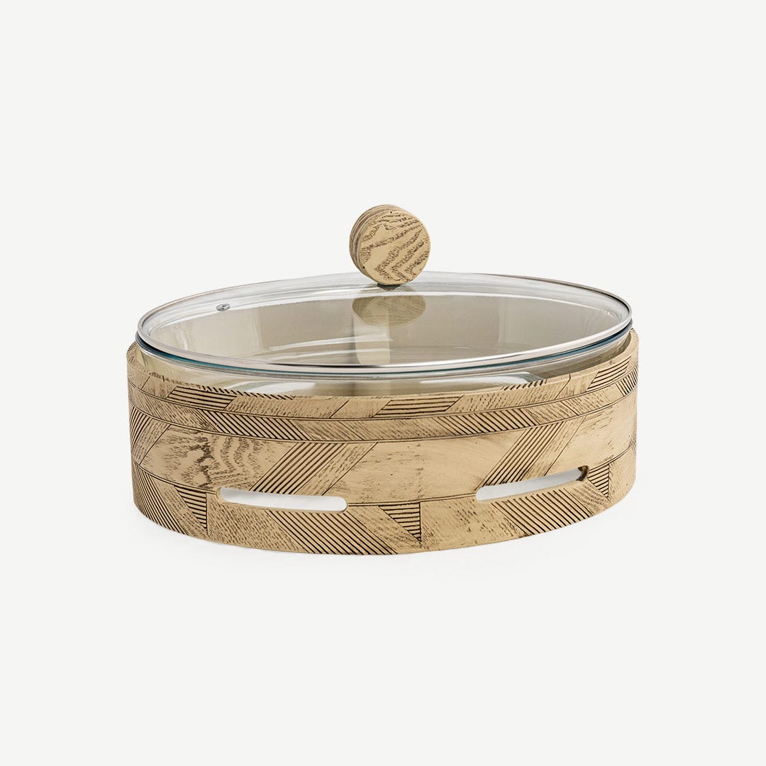 Naila Food Warmer With Glass Lid-Natural