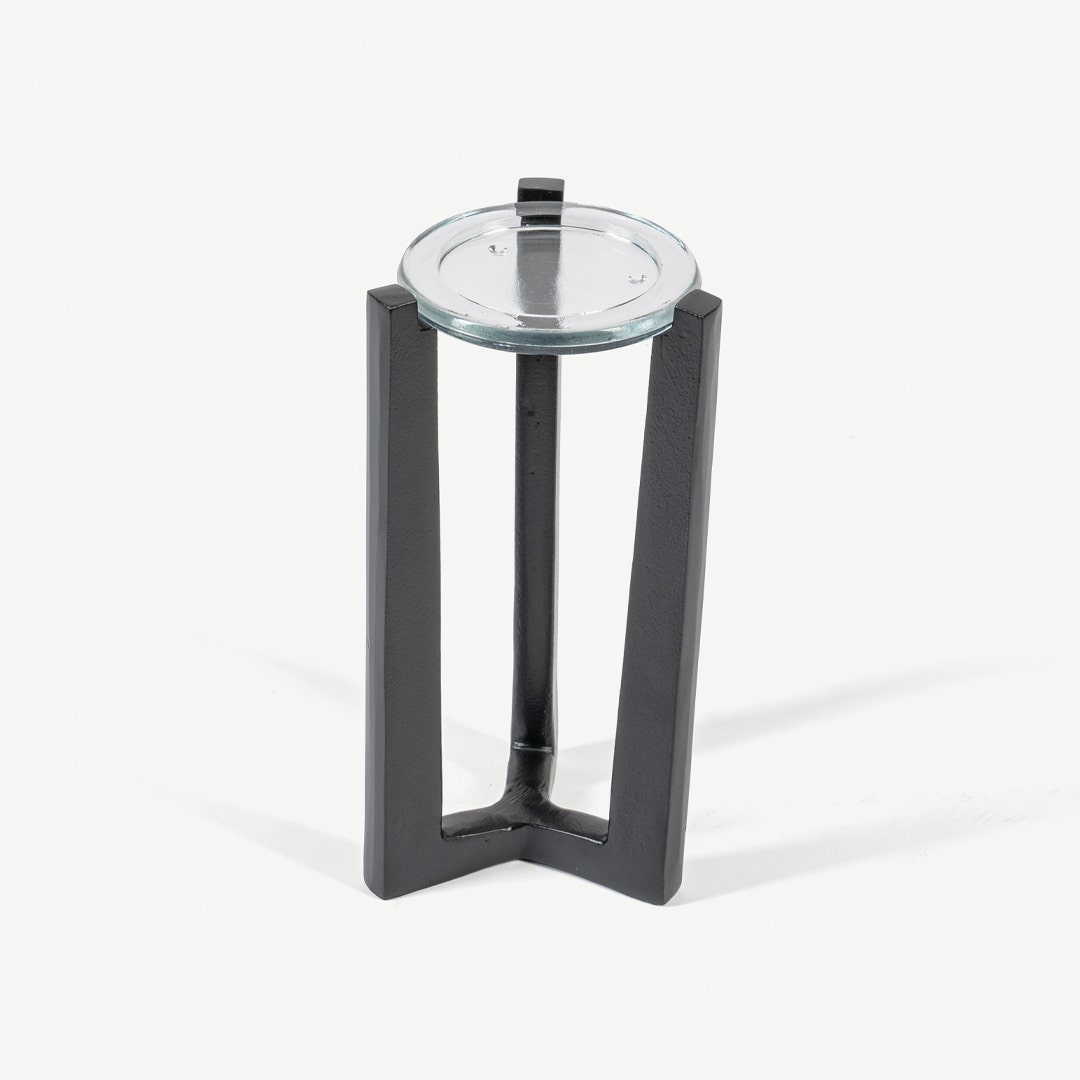 Navara Wooden Hurricane Candle Holder -L