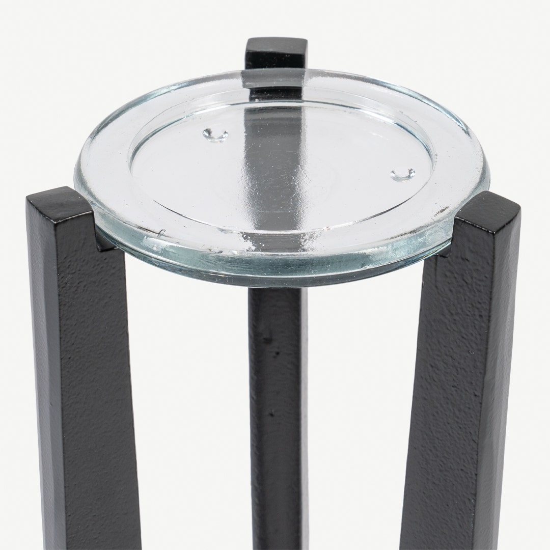 Navara Wooden Hurricane Candle Holder -L