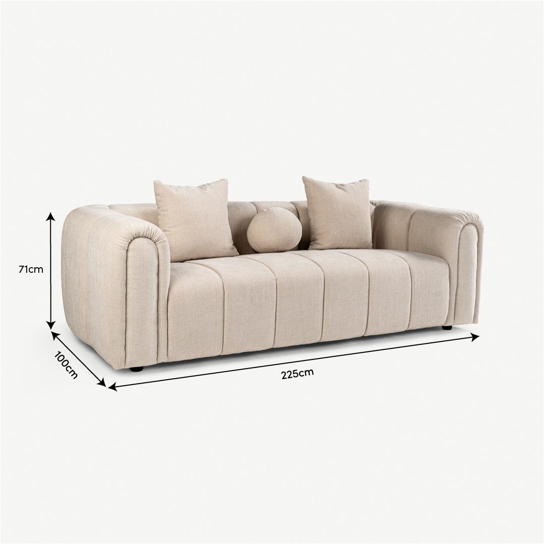 Nerla 3 Seater Sofa Beige