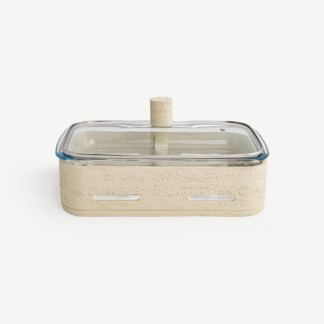 Niya Food Warmer With Glass Lid-Ivory