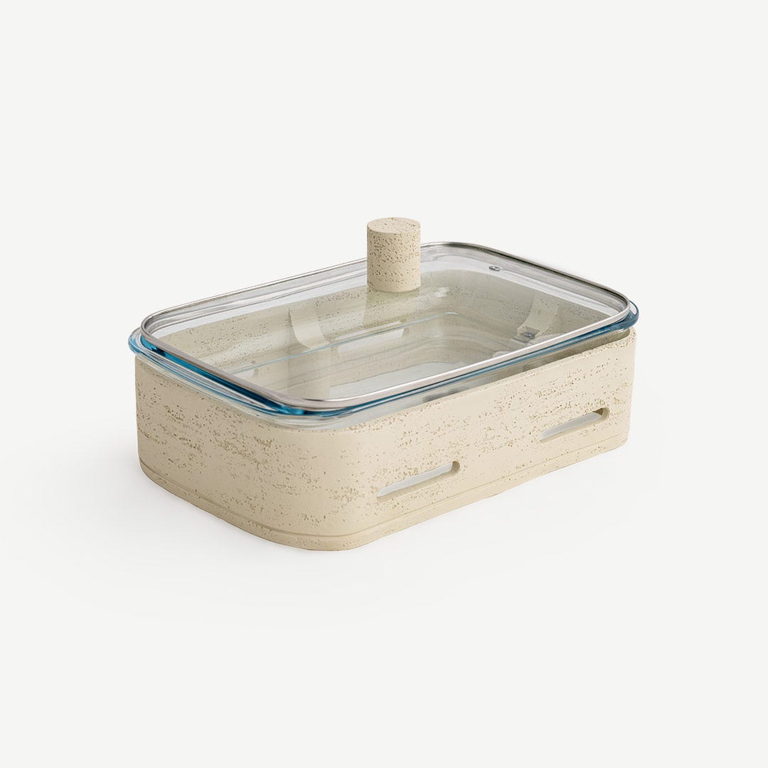 Niya Food Warmer With Glass Lid-Ivory