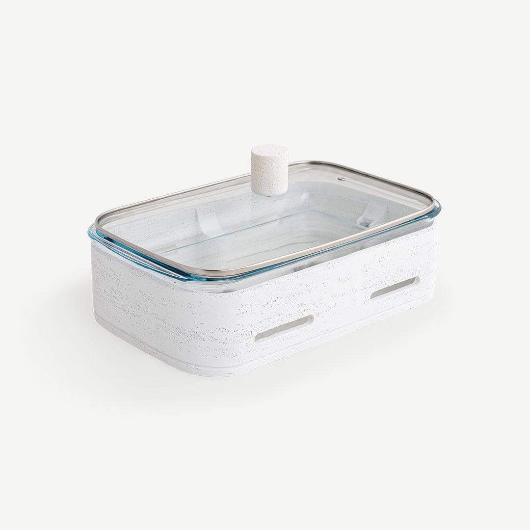 Niya Food Warmer With Glass Lid-White