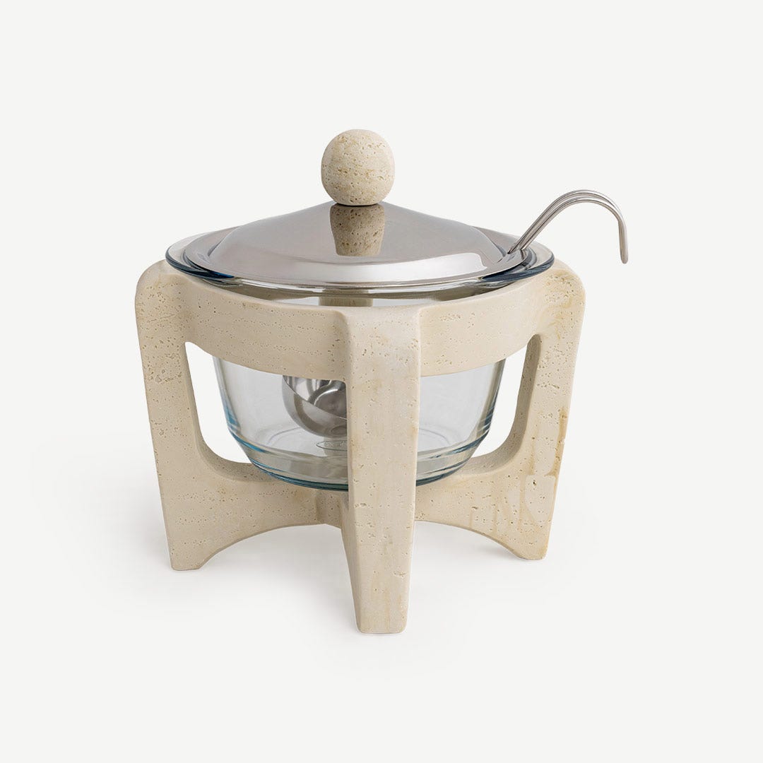 Niya Soup Warmer With Steel Lid-Ivory