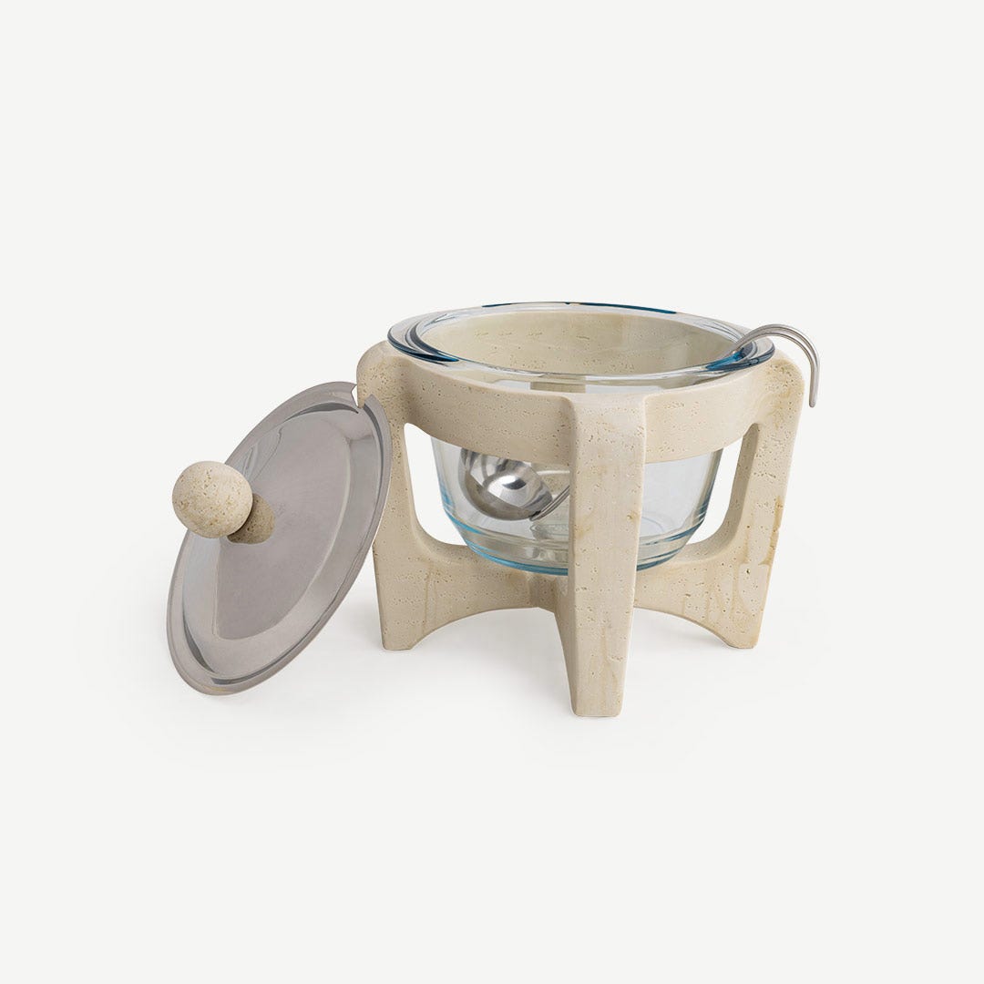 Niya Soup Warmer With Steel Lid-Ivory