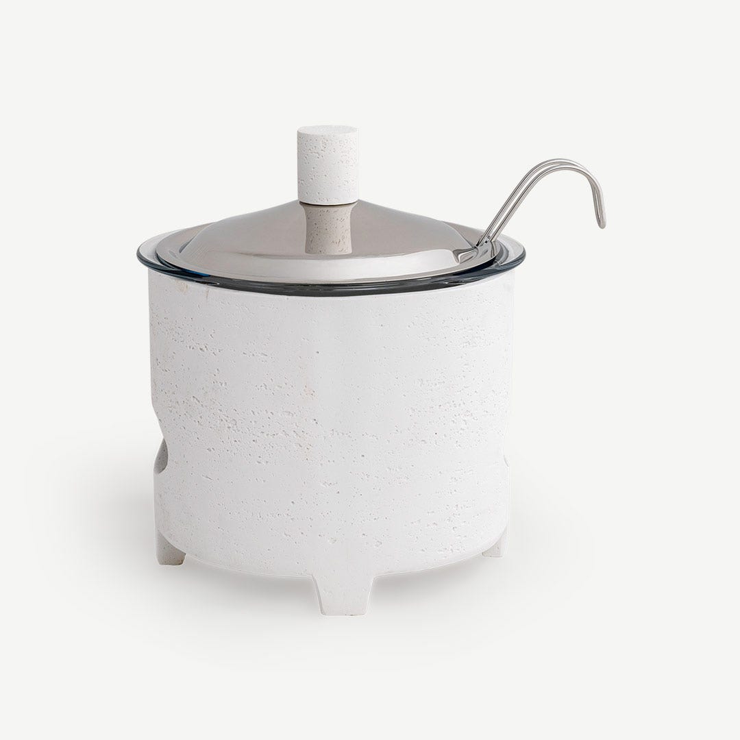 Niya Soup Warmer With Steel Lid-White