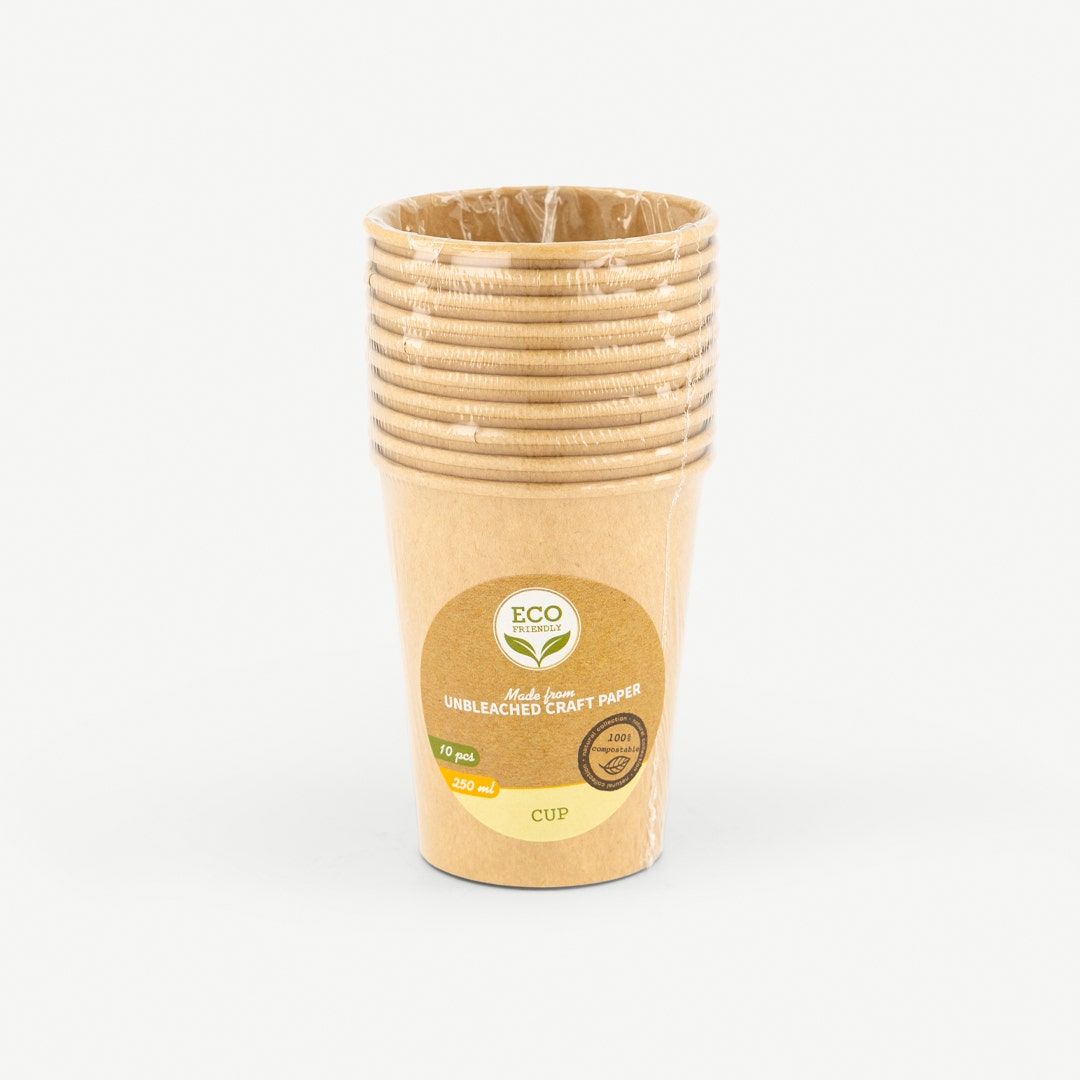 Nuray Kraft Paper Cup Set of 10pcs 250ml