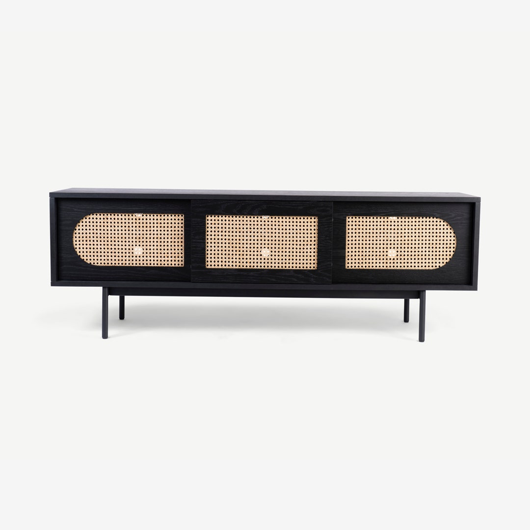 Black rattan cheap tv unit