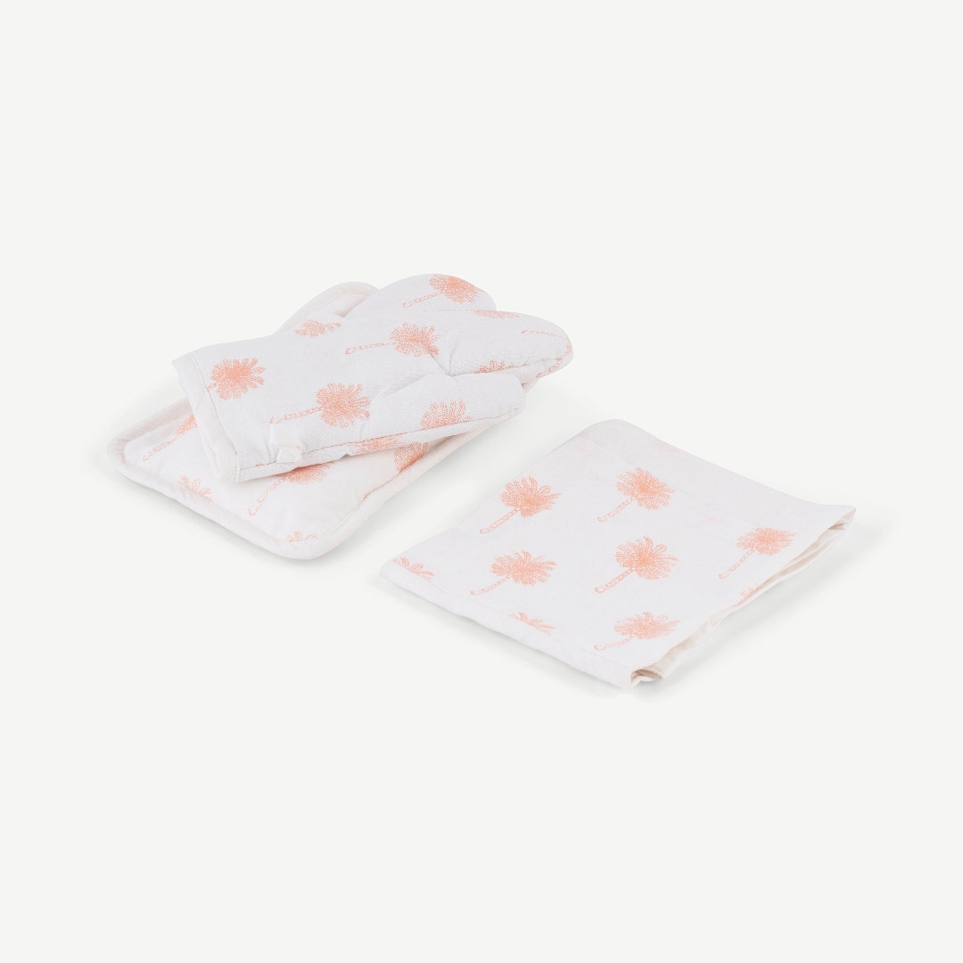 Palmo Apron, Pot Holder & Mitten Set Terracota