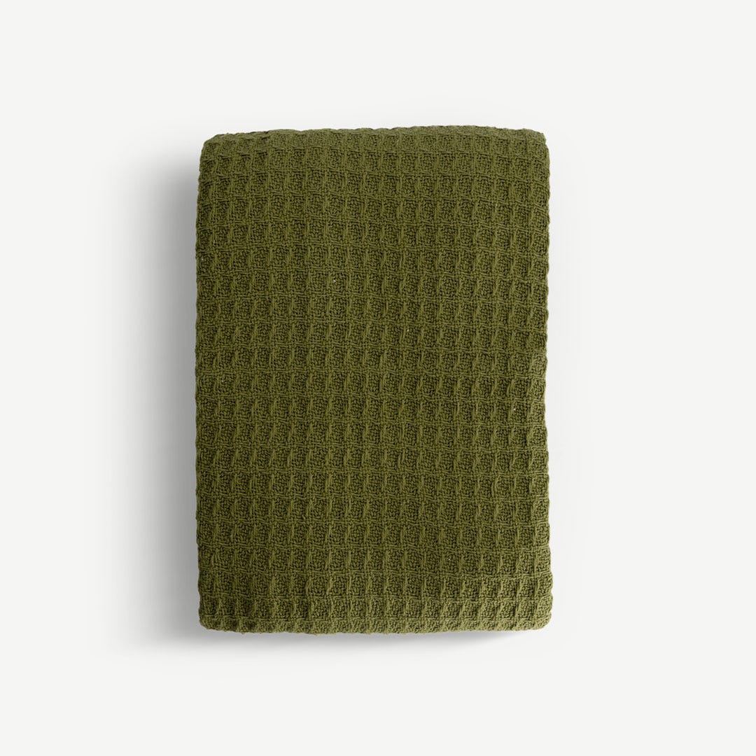 Reiko Waffle Throw - Olive Green