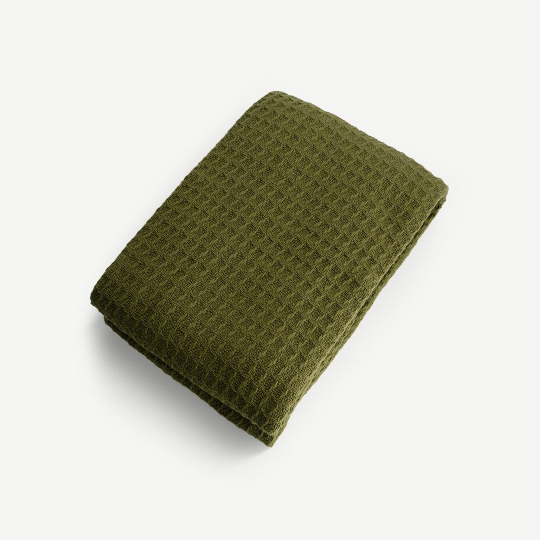 Reiko Waffle Throw - Olive Green
