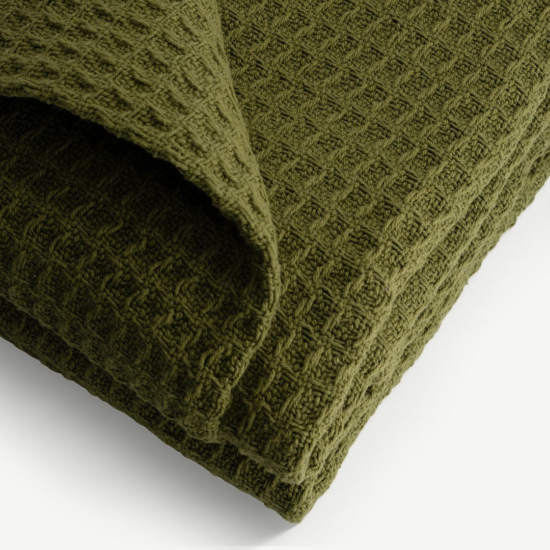 Reiko Waffle Throw - Olive Green