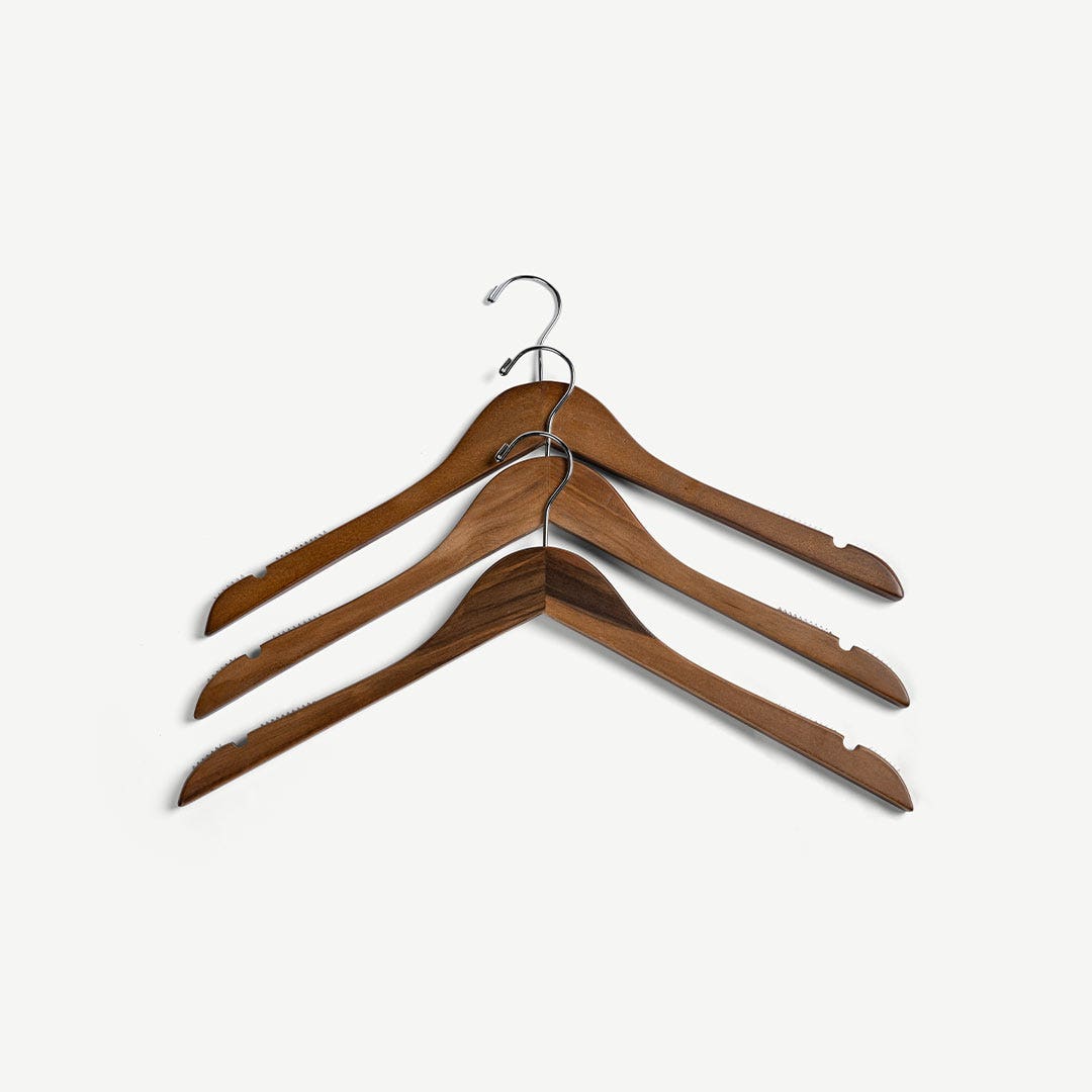 Revera Wooden Hanger Set of 3pcs -Walnut